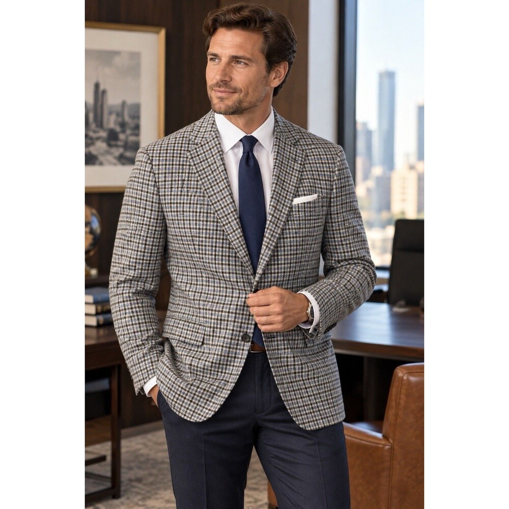 Jack Victor Graham Sport Coat Men’s 44R Wool Silk Plaid Blazer Made Canada Top